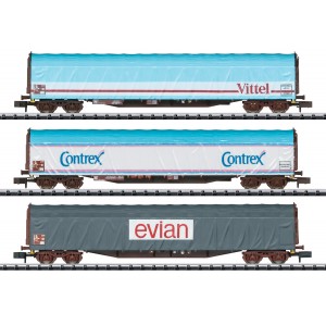 MiniTrix 15375 Set de 3 wagons à parois coulissantes "Transport d'eau minérale", SNCF, échelle N Trix Trix_15375 - 5