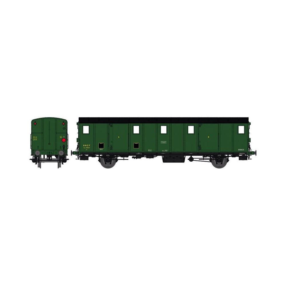 Ree Modeles VB 112 Voiture fourgon OCEM 30, toit noir, ex-ETAT, SNCF, BATTIGNOLES, feux Ree Modeles VB-112 - 1 Ree Modeles VB 112 Voiture fourgon OCEM 30, toit noir, ex-ETAT, SNCF, BATTIGNOLES, feux Ree Modeles VB-112 - 1