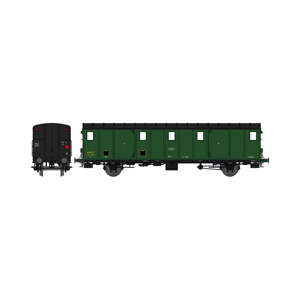 Ree Modeles VB 113S Voiture fourgon OCEM 30, toit noir, ex-ETAT, SNCF, SOTTEVILLE, feux, digital portes motorisées Ree Modeles V Ree Modeles VB 113S Voiture fourgon OCEM 30, toit noir, ex-ETAT, SNCF, SOTTEVILLE, feux, digital portes motorisées Ree Modeles V