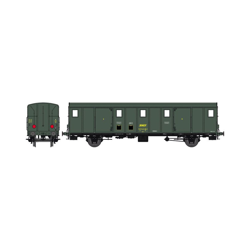 Ree Modeles VB 115S Voiture fourgon OCEM 30, ex-ETAT, toit lisse, logo jaune, SNCF, BORDEAUX, feux, digital portes motorisées Re Ree Modeles VB 115S Voiture fourgon OCEM 30, ex-ETAT, toit lisse, logo jaune, SNCF, BORDEAUX, feux, digital portes motorisées Re