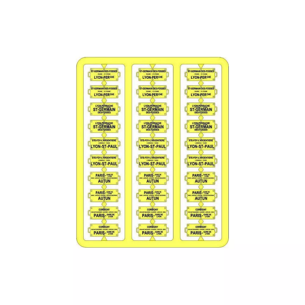 Ree Modeles XB 052 Plaques Itinéraires pour voitures voyageurs, Sud-Est, lettres bleues Ree Modeles XB-052 - 1 Ree Modeles XB 052 Plaques Itinéraires pour voitures voyageurs, Sud-Est, lettres bleues Ree Modeles XB-052 - 1