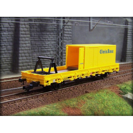 Wagon Plat Et Conteneur 52ft échelle HO 1:87 - Modèle Ferroviaire Pré-peint, Prêt à Poser