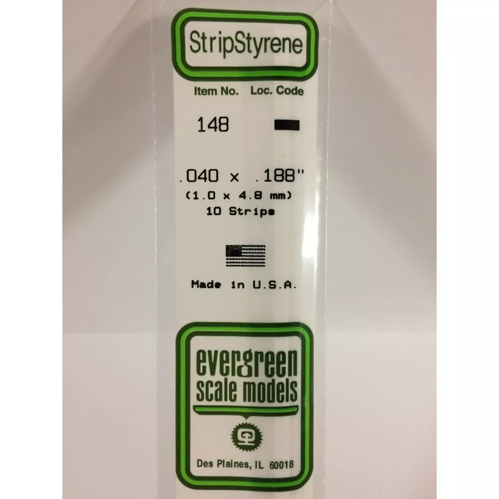 Baguette 1.0x4.8x350mm Ref : 148 - Evergreen Evergreen S1370148 - 1