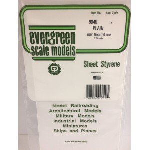 Plaque opaque lisse 1.0x150x300mm Ref : 9040 - Evergreen