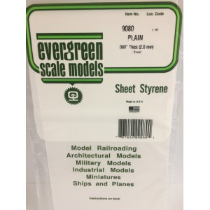 Plaque opaque lisse 2.0x150x300mm Ref : 9080 - Evergreen