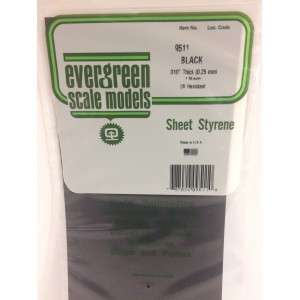 Plaque noire lisse 0.25x150x300mm Ref : 9511 - Evergreen Evergreen S1379511 - 1