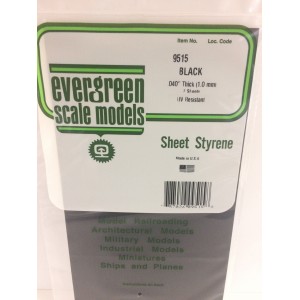 Plaque noire lisse 1.0x150x300mm Ref : 9515 - Evergreen
