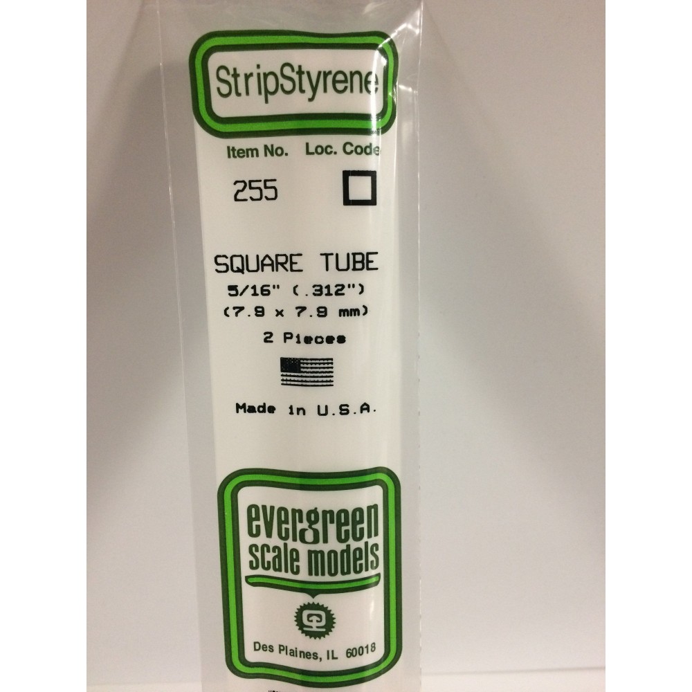 Tube carré 7.9x350mm Ref : 255 - Evergreen Evergreen S1370255 - 1