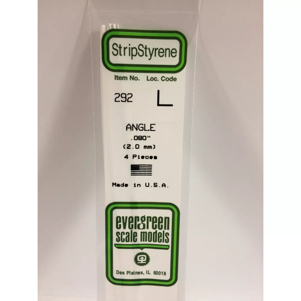 Profilé L 2.0x350mm Ref : 292 - Evergreen Evergreen S1370292 - 1 Profilé L 2.0x350mm Ref : 292 - Evergreen Evergreen S1370292 - 1