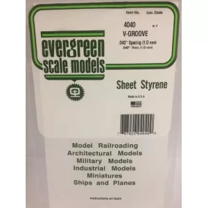Plaque rainurée en V 1.0x1.0x150x300mm Ref : 4040 - Evergreen Evergreen S1374040 - 1