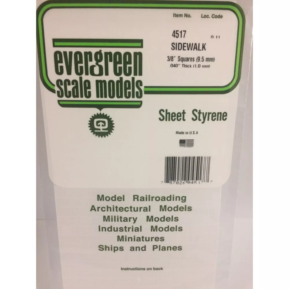 Plaque quadrillée 1.0x9.5x150x300mm Ref : 4517 - Evergreen Evergreen S1374517 - 1 Plaque quadrillée 1.0x9.5x150x300mm Ref : 4517 - Evergreen Evergreen S1374517 - 1