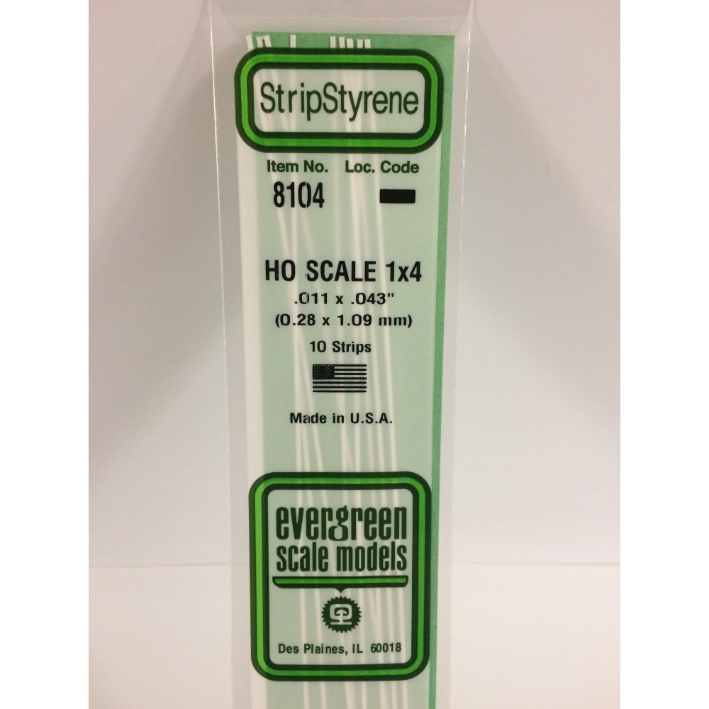 Baguette HO 0.3x1.1x350mm Ref : 8104 - Evergreen Evergreen S1378104 - 1