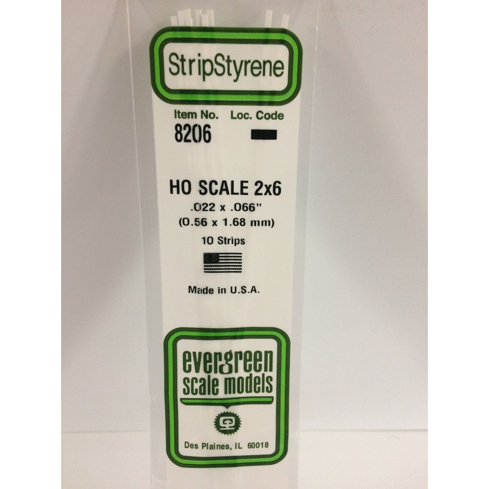 Baguette HO 0.6x1.7x350mm Ref : 8206 - Evergreen Evergreen S1378206 - 1