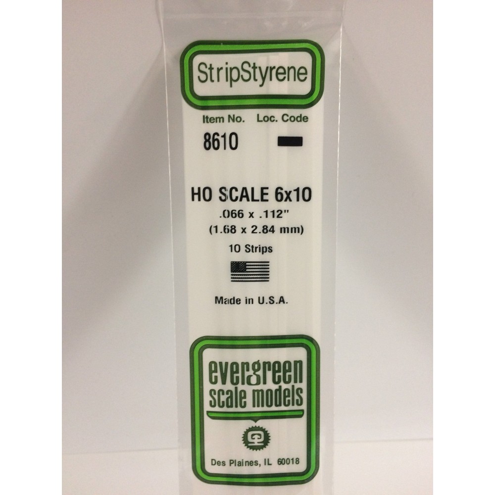 Baguette HO 1.7x2.8x350mm Ref : 8610 - Evergreen Evergreen S1378610 - 1