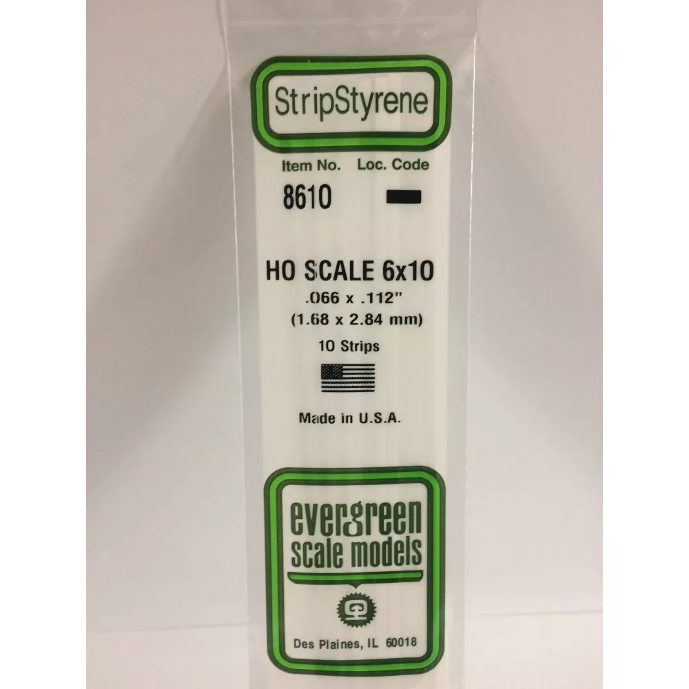 Baguette HO 1.7x2.8x350mm Ref : 8610 - Evergreen Evergreen S1378610 - 1