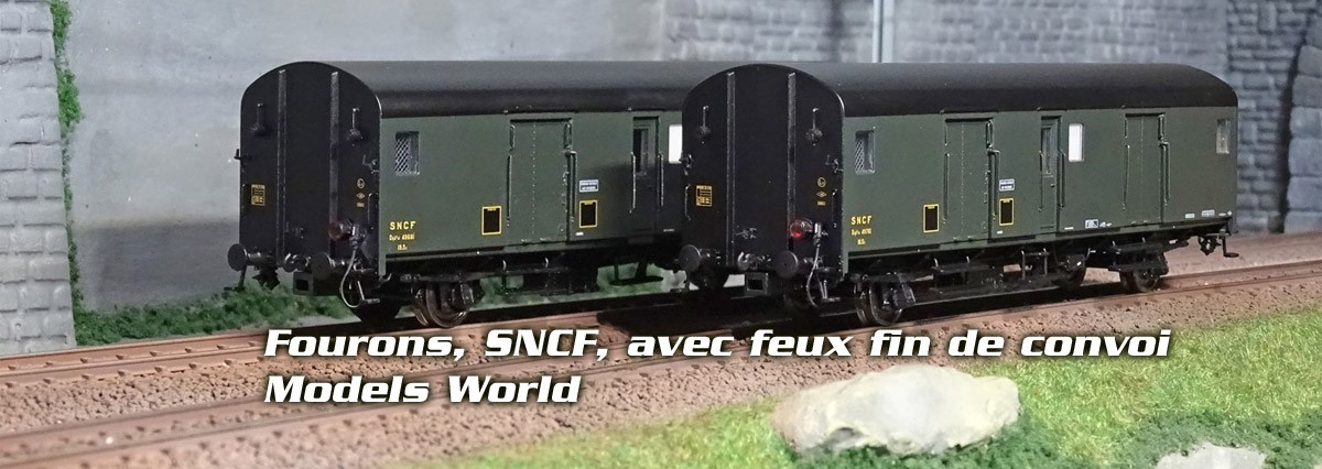 Models World 30301 Set de 2 Wagons fourons, SNCF, Dqd2m, Vert 306, marquage 1950, feux fin de convoi