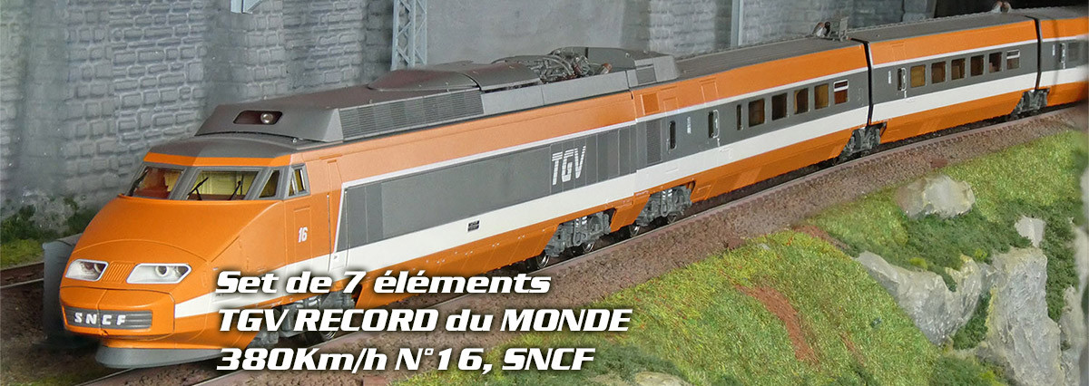 Ree Modeles TGV004 Set de 7 éléments TGV RECORD du MONDE 380Km/h N°16, SNCF