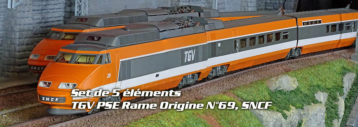 Ree Modeles TGV001 Set de 5 éléments TGV PSE Rame Origine N°69, SNCF, digital sonore