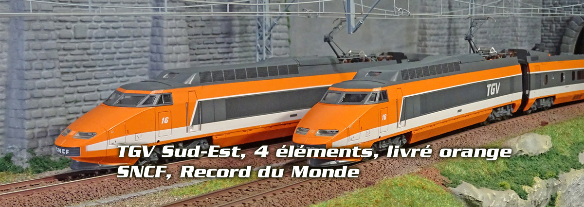 Jouef HJ2412 TGV Sud-Est, 4 éléments, livré orange, SNCF, Record du Monde